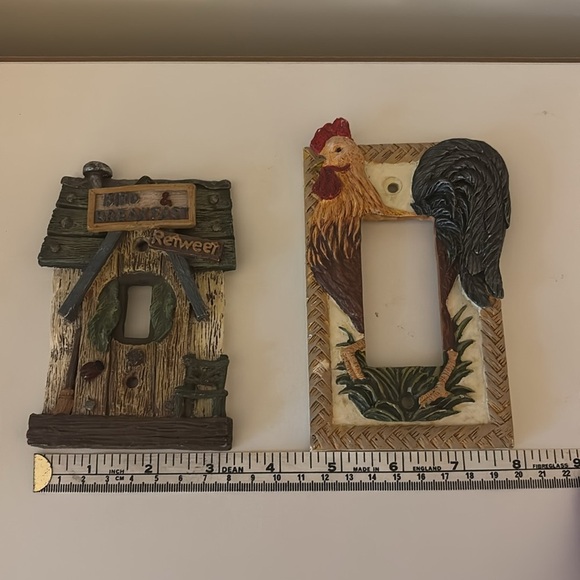 SET OF TWO Rustic Rooster and Birdhouse Light Switch Covers cottage farmhouse - Picture 11 of 15